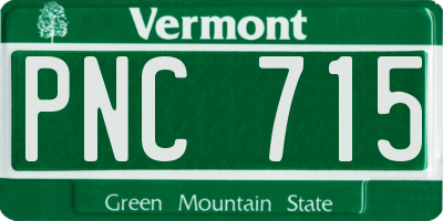 VT license plate PNC715