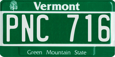 VT license plate PNC716