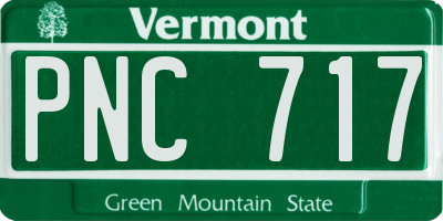 VT license plate PNC717