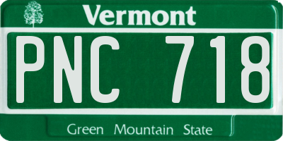 VT license plate PNC718