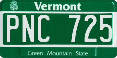 VT license plate PNC725