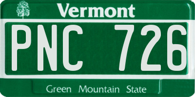 VT license plate PNC726