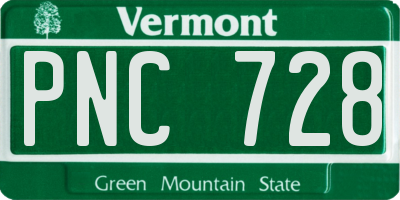 VT license plate PNC728
