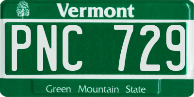 VT license plate PNC729