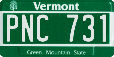 VT license plate PNC731