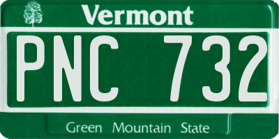 VT license plate PNC732