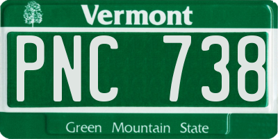 VT license plate PNC738