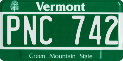 VT license plate PNC742