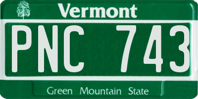 VT license plate PNC743