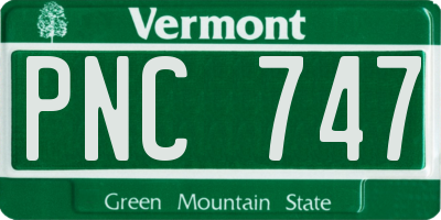 VT license plate PNC747