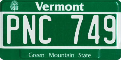 VT license plate PNC749