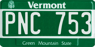 VT license plate PNC753