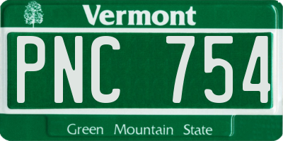 VT license plate PNC754