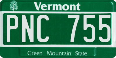 VT license plate PNC755