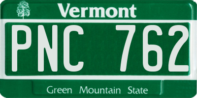 VT license plate PNC762