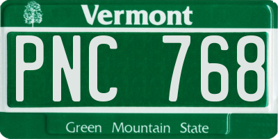 VT license plate PNC768