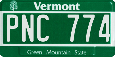 VT license plate PNC774