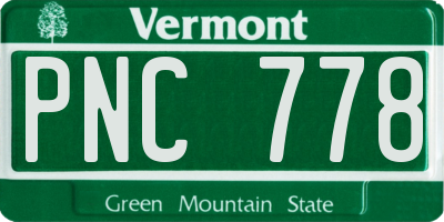VT license plate PNC778