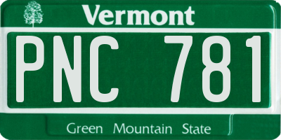 VT license plate PNC781