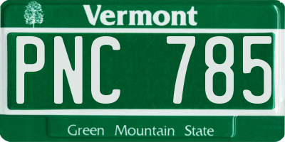 VT license plate PNC785