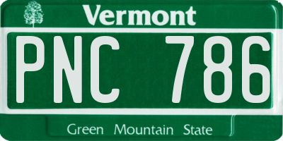 VT license plate PNC786