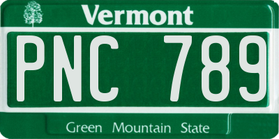 VT license plate PNC789