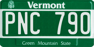 VT license plate PNC790
