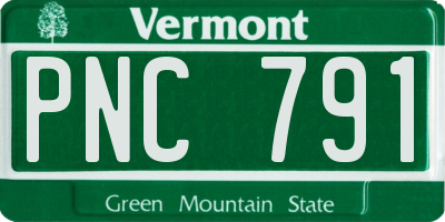 VT license plate PNC791