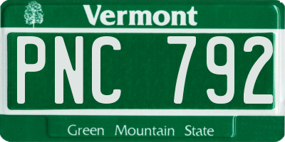 VT license plate PNC792
