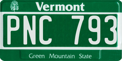VT license plate PNC793