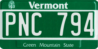 VT license plate PNC794
