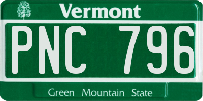VT license plate PNC796