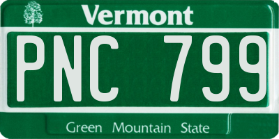 VT license plate PNC799