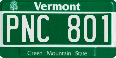 VT license plate PNC801