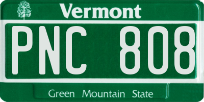 VT license plate PNC808