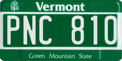 VT license plate PNC810