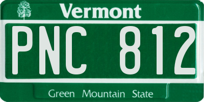 VT license plate PNC812