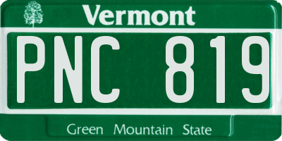VT license plate PNC819
