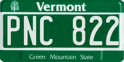 VT license plate PNC822