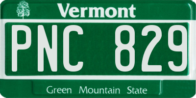 VT license plate PNC829