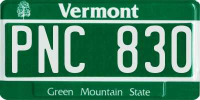 VT license plate PNC830