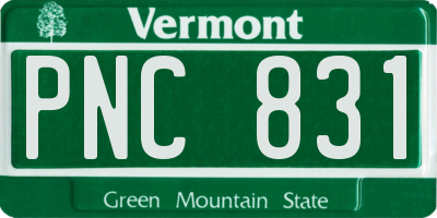 VT license plate PNC831