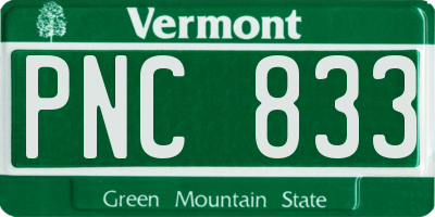 VT license plate PNC833