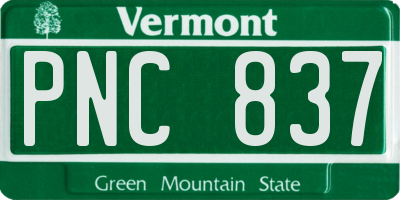 VT license plate PNC837