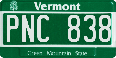 VT license plate PNC838
