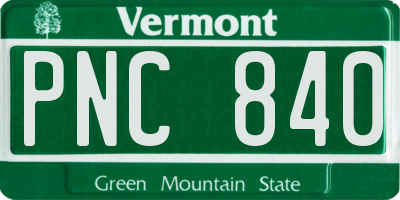 VT license plate PNC840