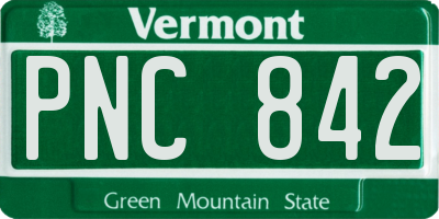 VT license plate PNC842