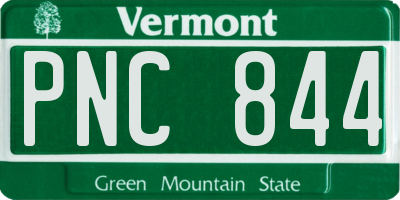 VT license plate PNC844