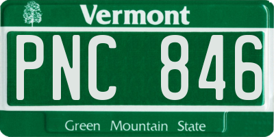 VT license plate PNC846
