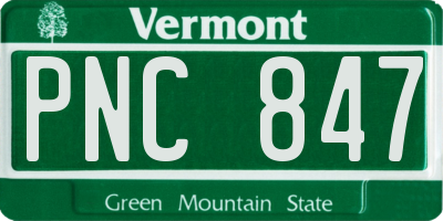 VT license plate PNC847
